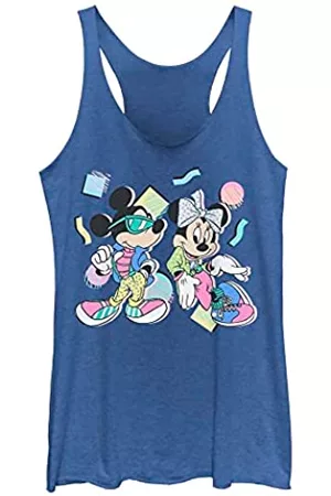 Disney Damen Vintage Blusen - Damen 80er Jahre Minnie Mickey Hemd, Royal Blue Heather, Groß