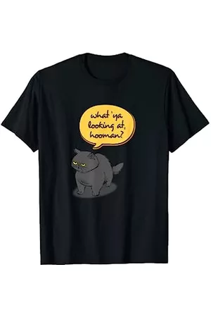 Caterpillar Damen Shirts - Was Sie schauen, Mensch? Lustige Katze Männer Frauen T-Shirt