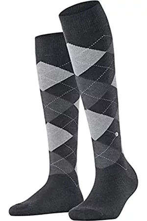 Burlington Damen Socken & Strümpfe - Damen Kniestrümpfe Queen W KH Baumwolle lang gemustert 1 Paar, Grau (Oil Melange 3986), 36-41