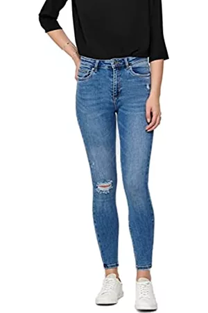 ONLY Damen Cropped Jeans - Damen Onlmila Life Hwsk Ank Dst Bj139944 Noos Jeans, Medium Blue Denim, 27W 30L EU