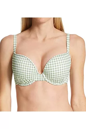 Freya Damen Bikinis - Damen Standard Check in UW Moulded Bikini Top, Khaki, 65DD