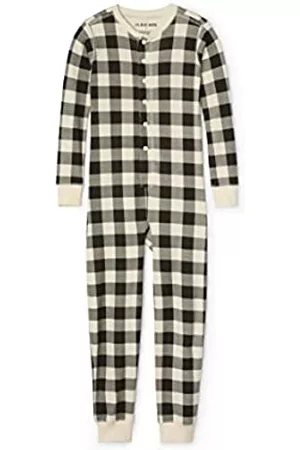 Hatley Schlafanzüge - Unisex Union Suit Pyjamaset, Cremefarbenes Plaid, 8 Jahre