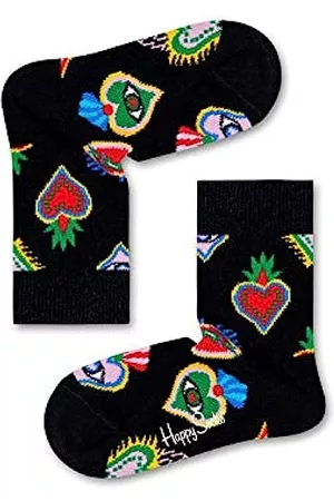 Happy Socks Socken & Strümpfe - Unisex Kinder Sacred Heart Socks, Black-Yellow-Red-Green, 2-3Y