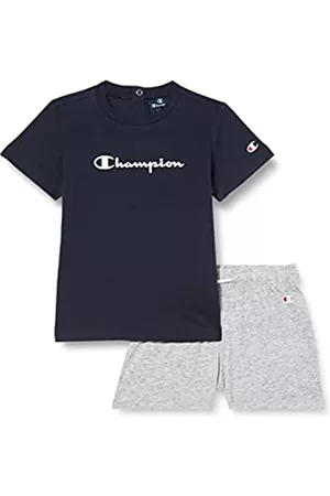 Champion Jungen Anzüge mit kurzer Hose - Baby-Jungen Legacy American Classics-Logo S/S T-Shirt & Shorts Anzug, (Blu Marino/Grigio Melange), 2 anni