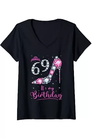 69 Years Old Birthday Women Pink Crown Shoe Girl Mädchen Pumps - Damen 69 It's My Birthday Pink High Heel Mädchen zum 69. Geburtstag, Damen T-Shirt mit V-Ausschnitt