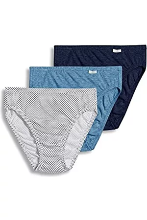 Jockey Damen Slips - Women's Underwear Elance French Cut - 3 Pack, heather blue/deep blue/dot, 7