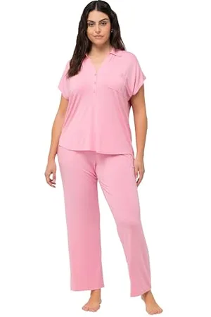 Ulla Popken Damen Pyjama, Shirtcollar Pyjamaset, , 42-44