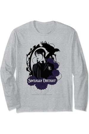 Wednesday Socially Distant Nevermore Academy Poster Langarmshirt
