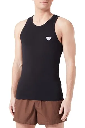 Emporio Armani Herren Shiny Logoband Tank T-Shirt, Black, M