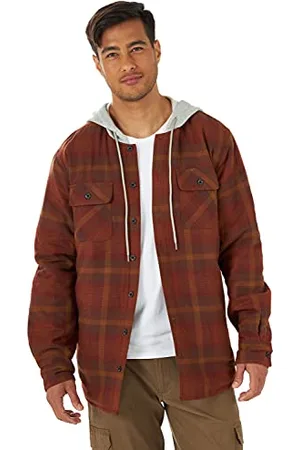 Wrangler Herren Long Sleeve Quilted Lined Flannel Shirt Jacket with Hood Hemd, Toffee, Mittel