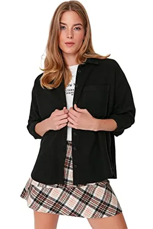 Trendyol Damen Damen Regular Standard Plain Webstoff Jacke Coat, , 40 EU