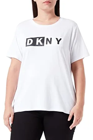 DKNY Damen Split Logo Tee T Shirt, , M EU