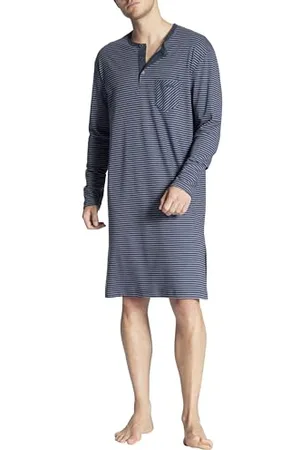 Calida Relax Streamline Herren-Nachthemd Herren, aus 100% Baumwolle, mit Knopfleiste