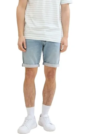 TOM TAILOR Herren Regular Fit Jeans Bermuda Shorts, Used Light Stone Blue Denim, L