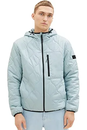 TOM TAILOR Herren 1036187 Quilted Steppjacke mit Kapuze, 30463-dusty Mint Blue, XL