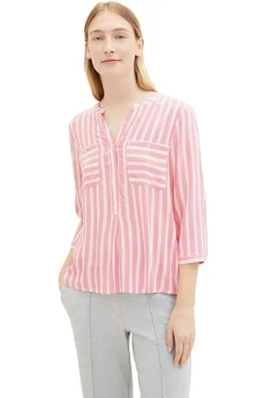 TOM TAILOR Damen Bluse mit Streifen & Brusttaschen, , 36