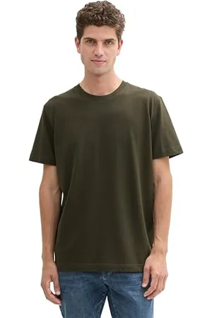 TOM TAILOR Herren Klassisches T-Shirt mit Piqué-Struktur, Dark Rosin Green, M