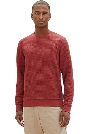 TOM TAILOR Herren 1037860 Basic Sweatshirt mit feiner Struktur, 32220-burned Bordeaux red, L