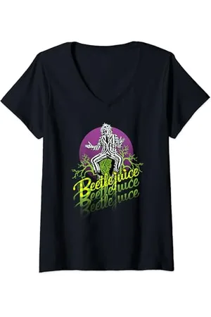 BEETLEJUICE Purple Circle T-Shirt mit V-Ausschnitt