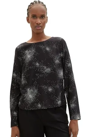 TOM TAILOR Damen Bluse mit Muster , black sparkle print, S