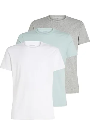 Calvin Klein Herren 3er Pack T-Shirts Kurzarm Crew Neck Basic, Mehrfarbig (White, Grey Heather, Sterling Blue), M