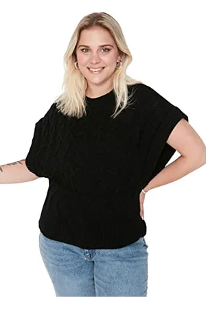 Trendyol Damen Crew Neck Plain Relaxed Plus Size Sweater, , 5XL EU