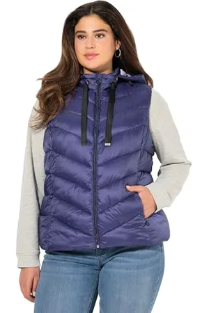 Ulla Popken Damen HYPRAR Steppweste, wasserabweisend, Kapuze abnehmbar Weste, , 42-44