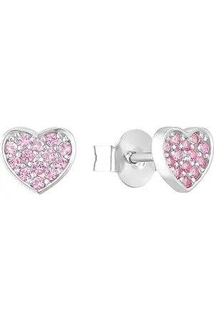 QS by s.Oliver Ohrstecker 925 Sterling Silber Mädchen Kinder Ohrschmuck, mit Zirkonia synth., 0,7 cm, Silber, Herz, Kommt in Schmuck Geschenk Box, 2036821