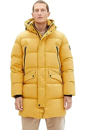 TOM TAILOR Herren 1037357 Recycled Down Puffer-Parka mit Abnehmbarer Kapuze, 10533-golden Fall, S