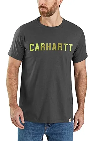 Carhartt Force Relaxed Fit Mittelschweres Kurzarm-T-Shirt mit Blocklogo-Grafik für Herren, , XL