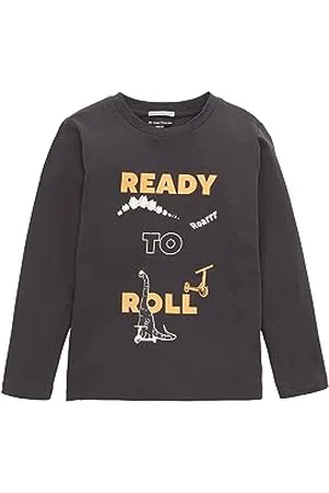 TOM TAILOR Jungen 1037999 Langarmshirt mit Print, 29476-coal Grey, 116/122