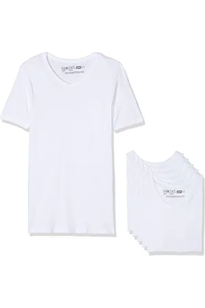 Dim T-Shirt Mit V-Ausschnitt Low Cost Eco 100% Baumwolle Multipack Herren x6, White, S