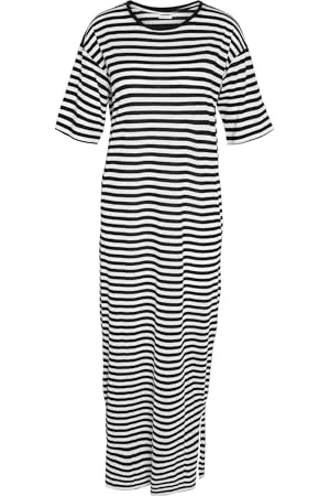 Noisy May Damen Maxikleid Long Shirt Kleid Extralang Loose Fit Rundhals Basic Dress, Farben: , Größe:M