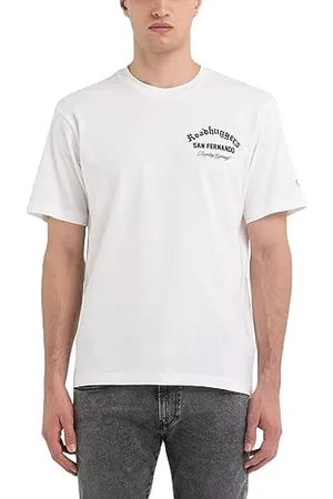 Replay Herren T-Shirt Kurzarm Rundhalsausschnitt mit Backprint, (Weiß), XS