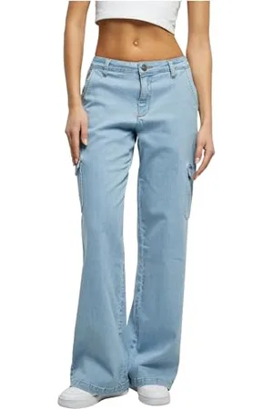 Urban classics Damen TB6037-Ladies High Waist Straight Denim Cargo Pants Hose, , 32
