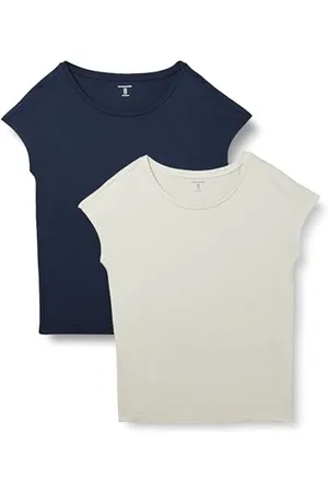 Amazon Damen Kurzärmeliges T-Shirt mit U-Boot-Ausschnitt aus Jersey, Reguläre Passform, 2er-Pack, , XS