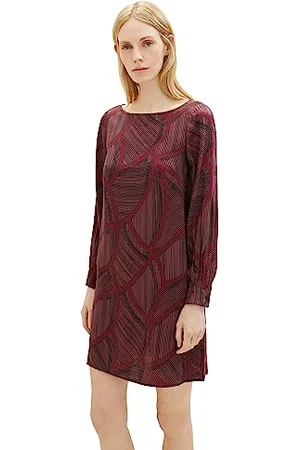 TOM TAILOR Damen 1037931 Satin Kleid mit Muster, 32363-navy Abstract Lines, 38
