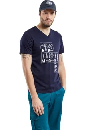 Armor.lux Herren V-Ausschnitt und Siebdruck T-Shirt, , L