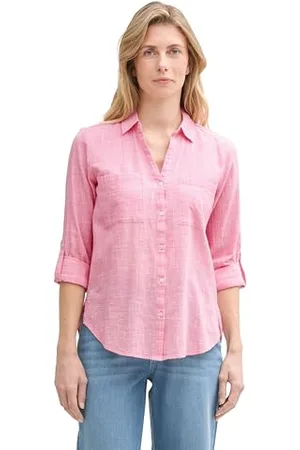 TOM TAILOR Damen 1035247 Bluse mit Brusttaschen aus Baumwolle, 15116-Bright Rose, 36