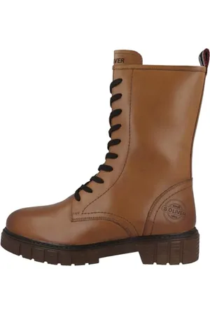 QS by s.Oliver Damen Winterstiefeletten zum Schnüren aus Leder Gefüttert, Braun , 36 EU