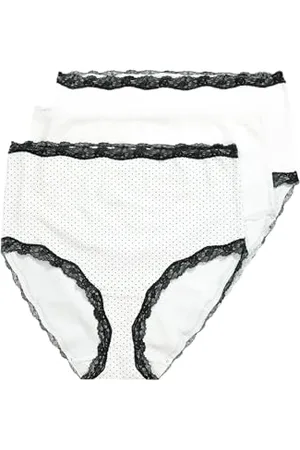 Ulla Popken Damen 3pcs, Maxi-Brief, lace and dots Unterwäsche, , 54-56