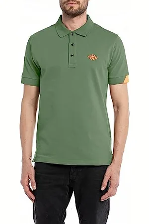 Replay Herren Poloshirt Kurzarm Regular-Fit mit Stretch, (Grün), M