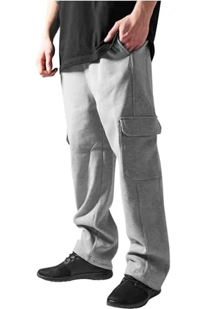 Urban classics Herren Hose Cargo Sweatpants, lässige Cargohose für Männer, Sweatpants mit Klettverschlüssen auf Kniehöhe, Straight Leg, grey, 5XL