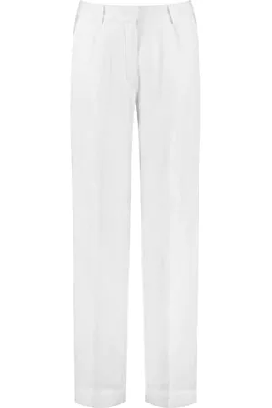 Gerry Weber Damen Hose Wide Leg aus reinem Leinen unifarben reguläre Länge weiß/weiß 38