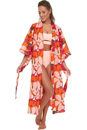 Trendyol Damen Frauen entspannt Basic V-Ausschnitt gewebte Kimonos & Kaftans, , 38