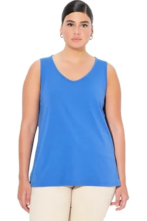 Ulla Popken Damen Top, V-Ausschnitt, Classic, Ärmellos T-Shirts, , 62-64 EU