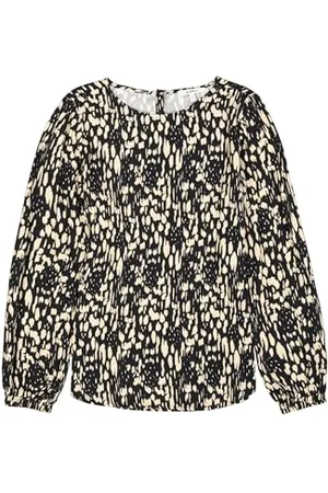 Garcia Damen Shirt Long Sleeve Bluse, Black, Medium