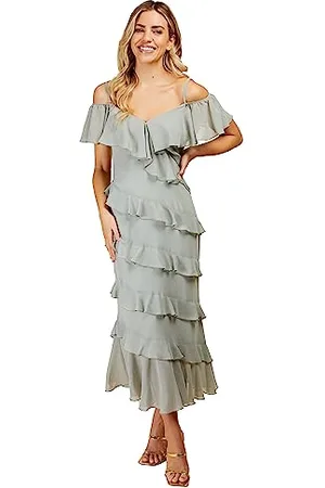 Little Mistress Damen Midaxi Rüschenrüschen Kleid für besondere Anlässe, , 36