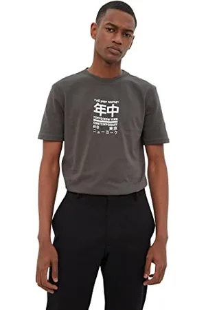 Trendyol Herren Slim Standard Rundhals Knit T-Shirt Hemd, , M