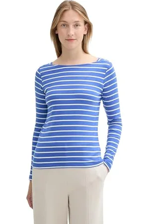 TOM TAILOR Damen Longsleeve mit Streifenmuster, , M